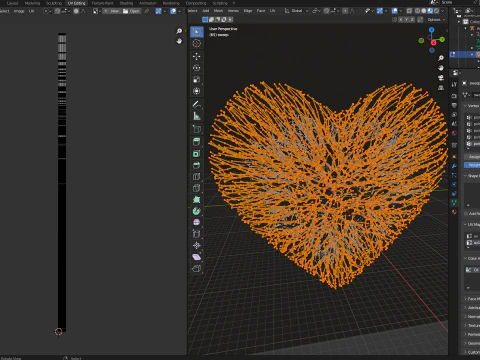 Unrolling Growing Heart Animation Heart shape made out of wires 3D Model