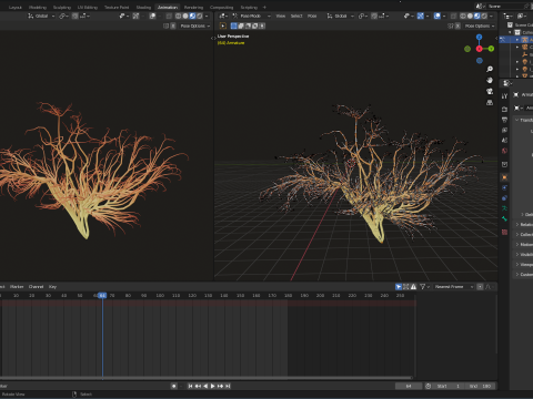 Human brain made out of lines Unrolling growing animation 3D Model