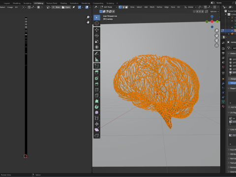 Human brain made out of lines Unrolling growing animation 3D Model