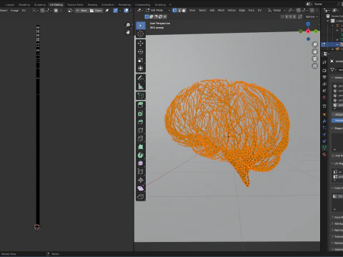 Human brain made out of lines Unrolling growing animation 3D Model