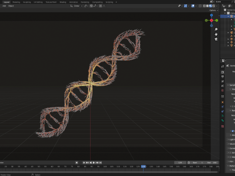 Human DNA made out of lines Unrolling growing animation 3D Модель