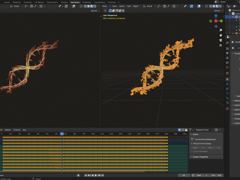 Human DNA made out of lines Unrolling growing animation 3D Модель