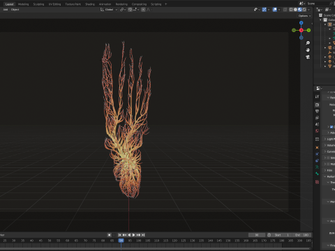 Human feet made out of lines Unrolling growing animation 3D Model