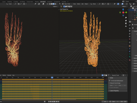 Human feet made out of lines Unrolling growing animation 3D Model