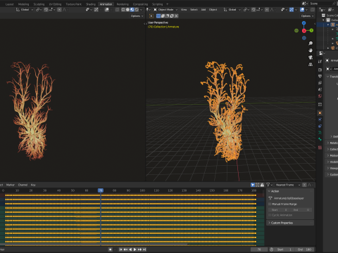 Human feet made out of lines Unrolling growing animation 3D Model