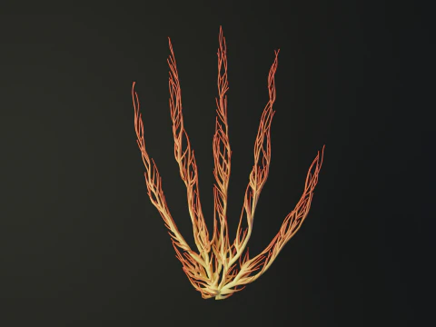 Mano humana hecha de líneas que desenrollan una animación creciente Modelo 3D