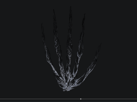 Human hand made out of lines Unrolling growing animation 3D Model