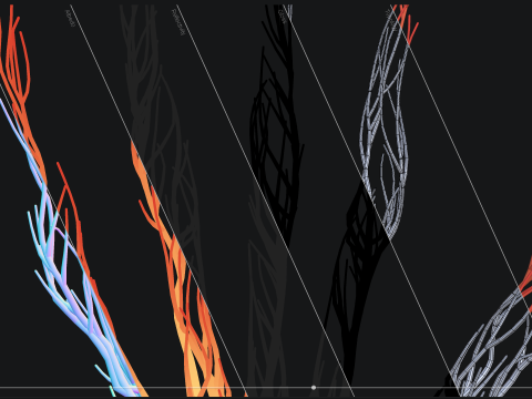 Human hand made out of lines Unrolling growing animation 3D Model