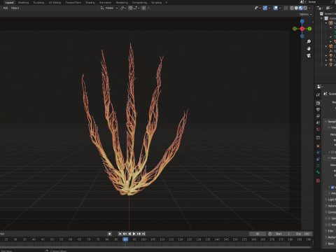 Human hand made out of lines Unrolling growing animation 3D Model