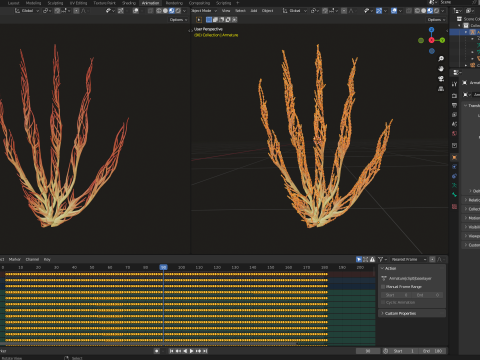 Human hand made out of lines Unrolling growing animation 3D Model