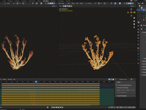 Human hand made out of lines Unrolling growing animation 3D Model