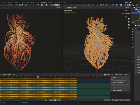 Human heart made out of lines Unrolling growing animation 3Dモデル