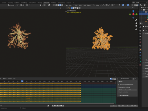 Human heart made out of lines Unrolling growing animation 3Dモデル