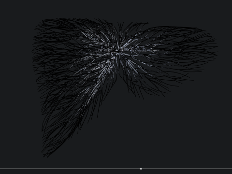 Human liver made out of lines Unrolling growing animation 3D Model