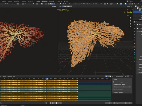 Human liver made out of lines Unrolling growing animation 3D Model