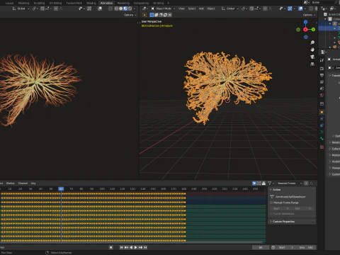 Human liver made out of lines Unrolling growing animation 3D Model