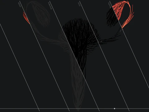 Human Uterus Reproductive Female System made out of lines Unrolling growing animation 3D Model
