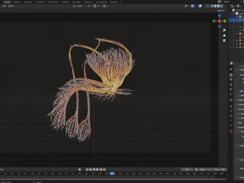 Human Tescticles Reproductive Male System made out of lines Unrolling growing animation 3D Model