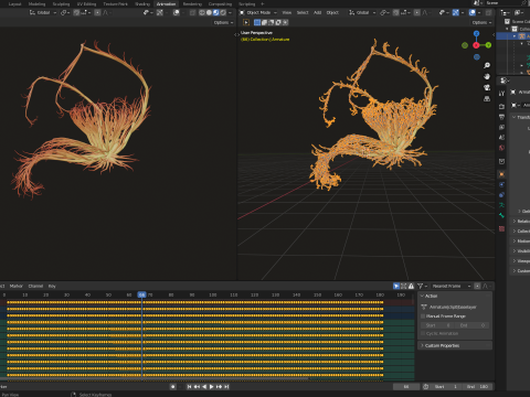 Human Tescticles Reproductive Male System made out of lines Unrolling growing animation 3D Модель