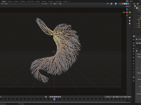 Human stomach made out of lines Unrolling growing animation 3Dモデル