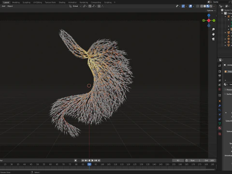 線でできた人間のお腹 展開アニメーション 3Dモデル