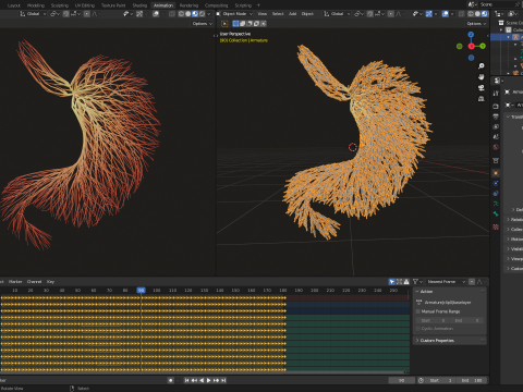 Human stomach made out of lines Unrolling growing animation 3Dモデル