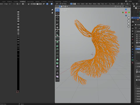 線でできた人間のお腹 展開アニメーション 3Dモデル
