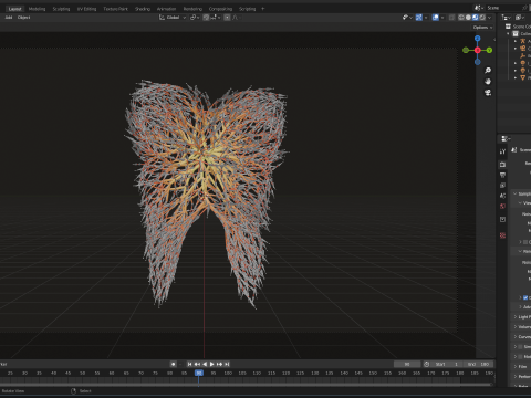 Human tooth made out of lines Unrolling growing animation 3Dモデル