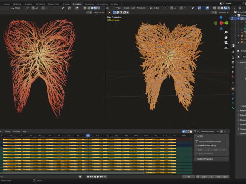 Human tooth made out of lines Unrolling growing animation 3Dモデル