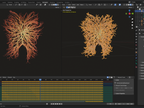 Human tooth made out of lines Unrolling growing animation 3Dモデル