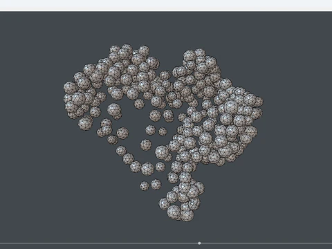 Heart shape - forming animation from spheres 3D Model