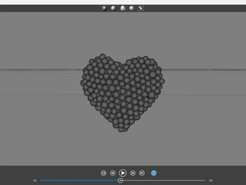 Heart shape - forming animation from spheres 3D Model