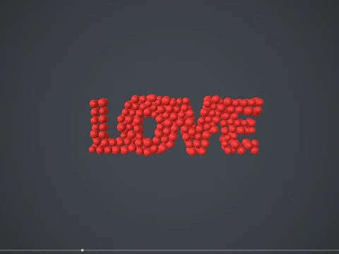 Woord LIEFDE werd gevormd uit bollen 3D Model