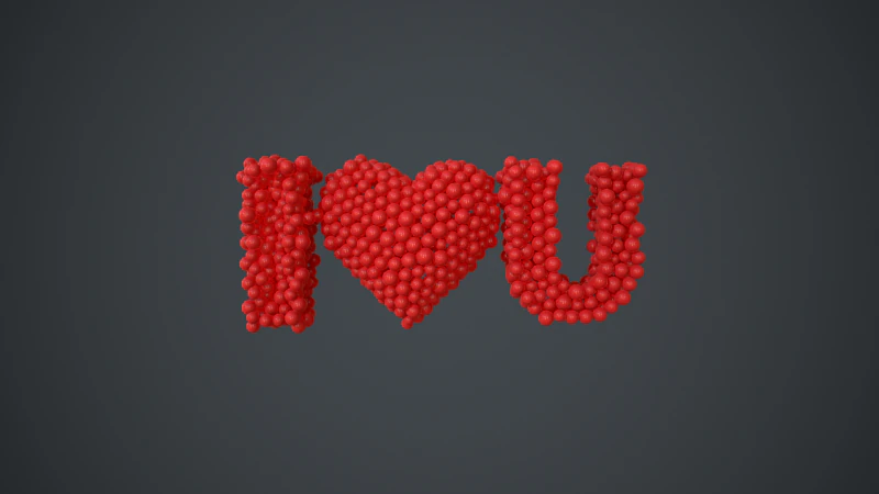 球から作られたテキスト「愛しています」 3Dモデル .c4d .max .obj .3ds .fbx .stl .blend 