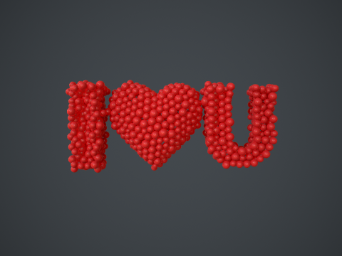 Text - I love you - formed out of spheres 3Dモデル