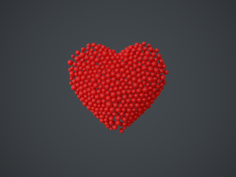 Beating Heart shape - forming animation from spheres 3D Model