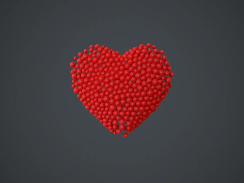 Forme de coeur battant - formant une animation à partir de sphères Modèle 3D