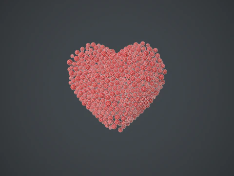 Beating Heart shape - forming animation from spheres 3D Model
