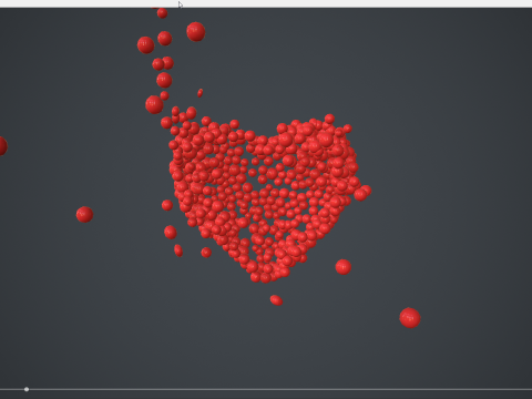 Beating Heart shape - forming animation from spheres Modelo 3D