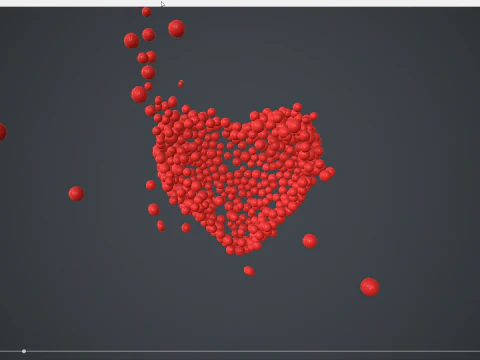 Beating Heart shape - forming animation from spheres 3D Model
