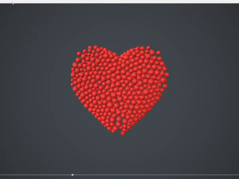 Beating Heart shape - forming animation from spheres 3D Model