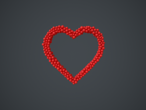 Outline Heart shape - forming animation from spheres 3D Model