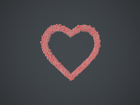 Outline Heart shape - forming animation from spheres 3D Модель