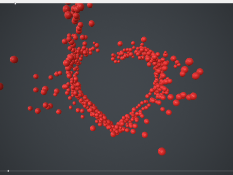Outline Heart shape - forming animation from spheres 3D Модель