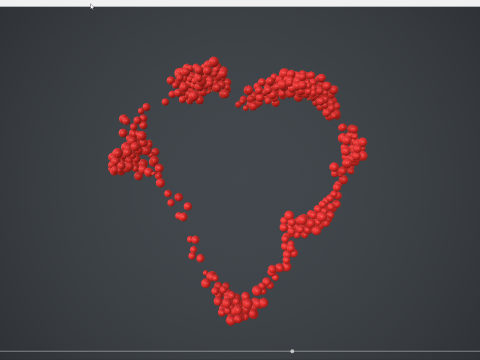 Outline Heart shape - forming animation from spheres 3D Модель