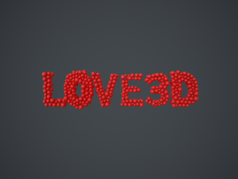 Text - love 3D - formed out of shiny spheres 3D Model
