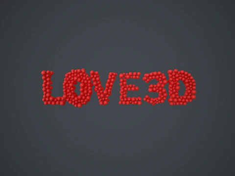 Texto - amor 3D - formado por esferas brilhantes Modelo 3D
