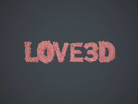 Text - love 3D - formed out of shiny spheres 3D Модель