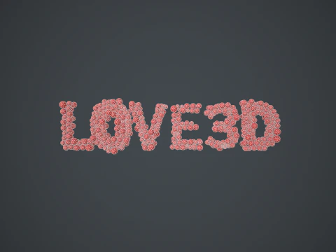 Text - love 3D - formed out of shiny spheres 3D Model