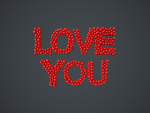 Text - love you - formed out of shiny spheres 3Dモデル